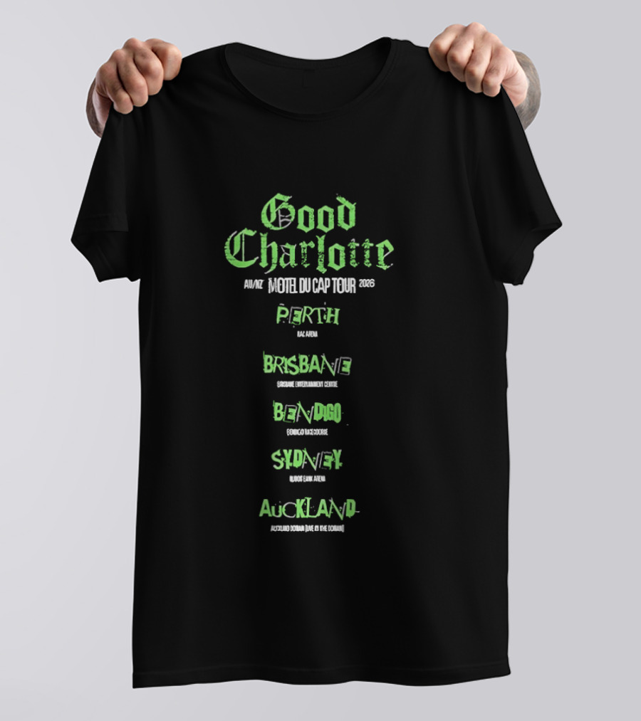 Good Charlotte Motel Du Cap Tour 2026 Perth Brisbane Bendigo Sydney Auckland T-Shirt
