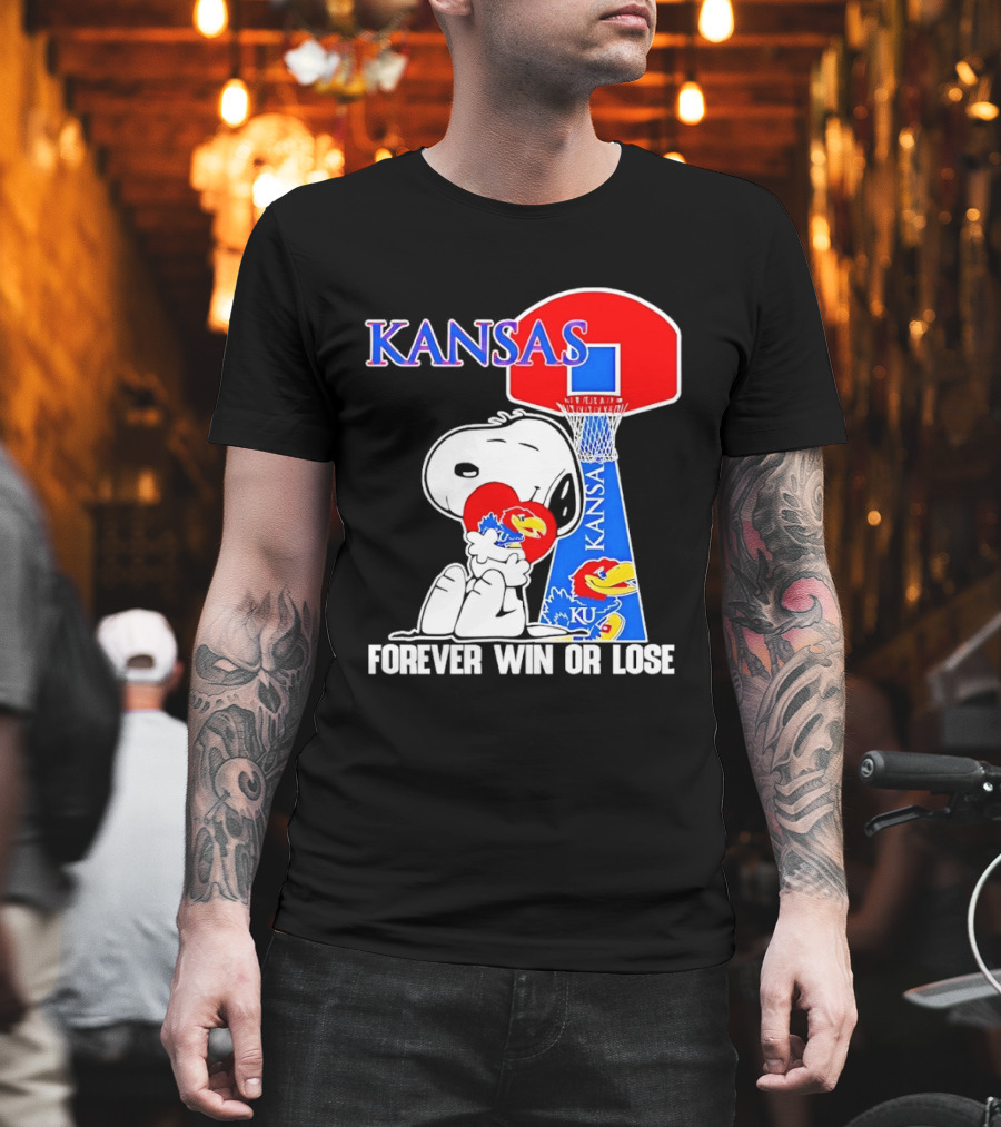 Kansas Jayhawks Basketball Snoopy Forever Win Or Lose T-Shirt