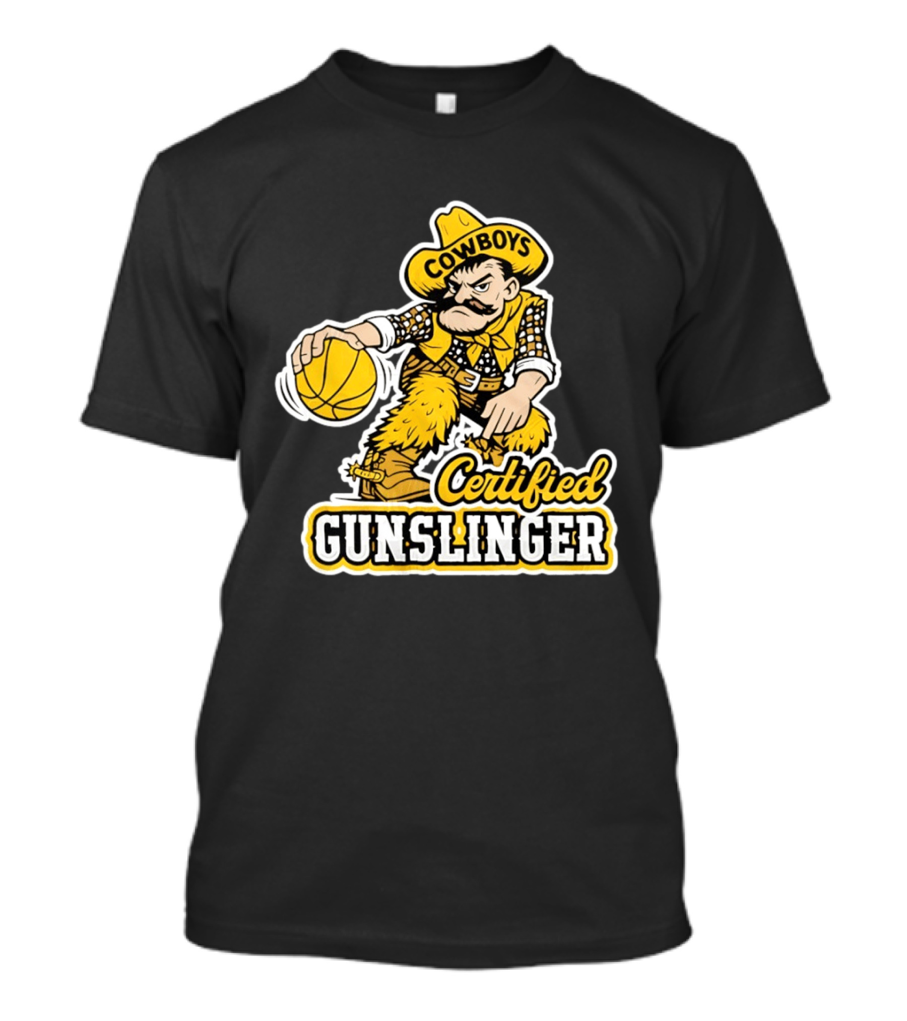 Pistol Pete Cowboys Certified Gunslinger Basketball T-Shirt