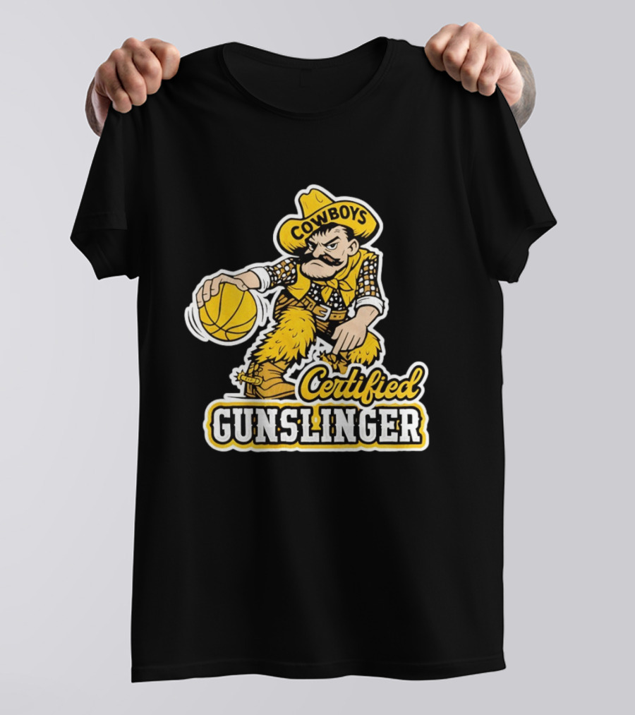Pistol Pete Cowboys Certified Gunslinger Basketball T-Shirt