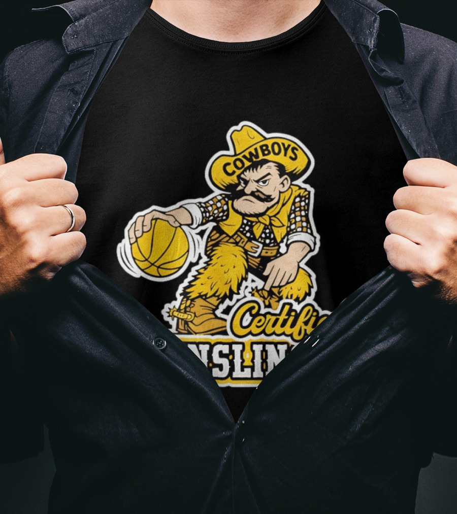 Pistol Pete Cowboys Certified Gunslinger Basketball T-Shirt