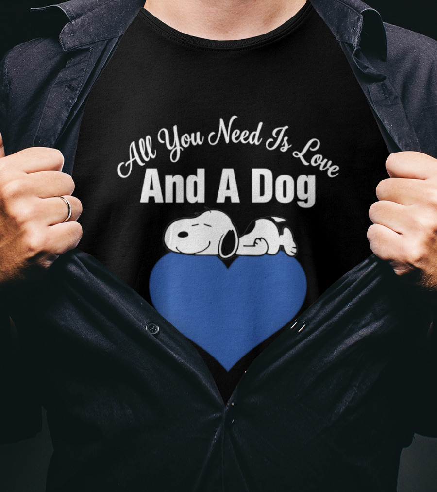 All You Need Is Love And A Dog Snoopy Heart Paws T-Shirt