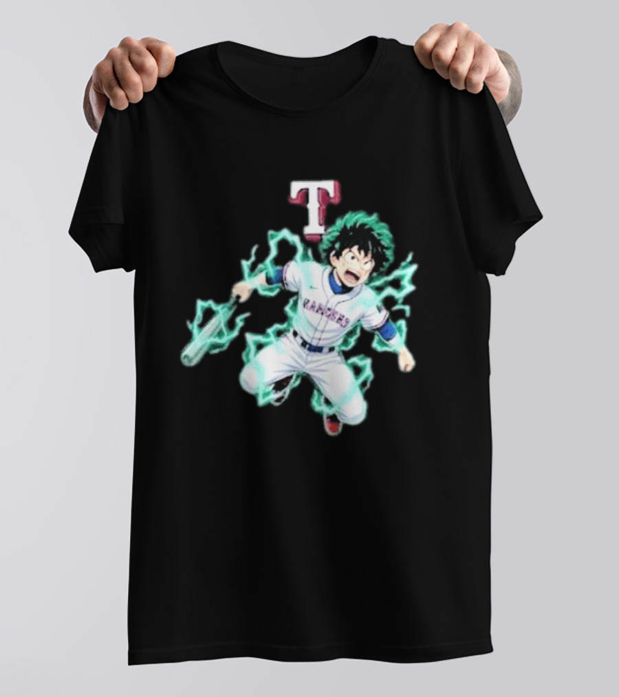 Deku My Hero Academia 2026 Texas Rangers MLB Collaboration Anime T-Shirt