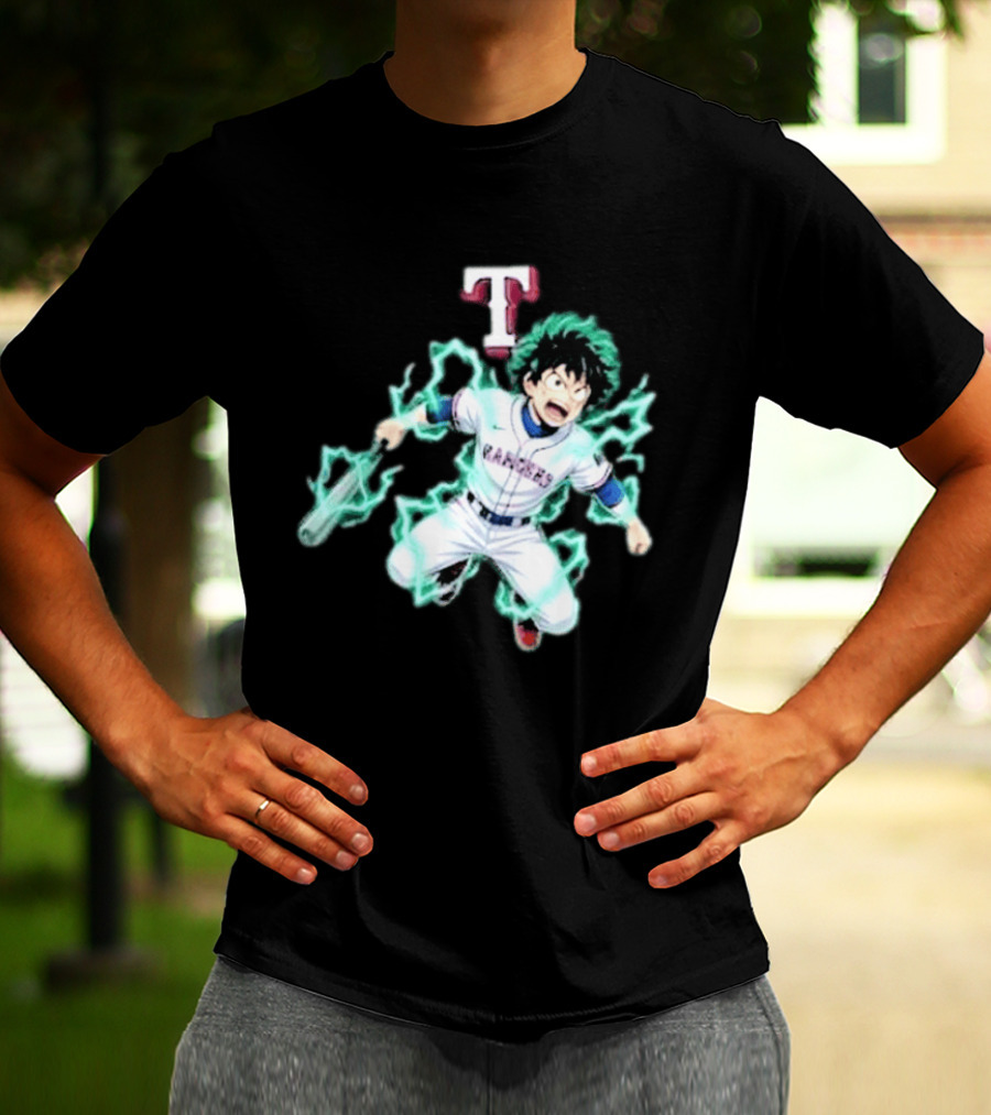 Deku My Hero Academia 2026 Texas Rangers MLB Collaboration Anime T-Shirt