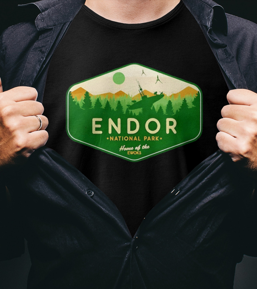 Endor National Park Home Of The Ewoks Forest Landscape Spaceships T-Shirt