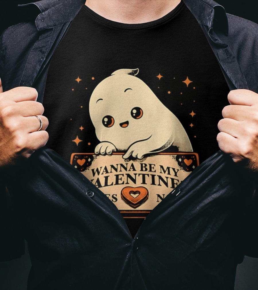Ghost Ouija Wanna Be My Valentine Yes No Cute Valentine's Day Spirit T-Shirt
