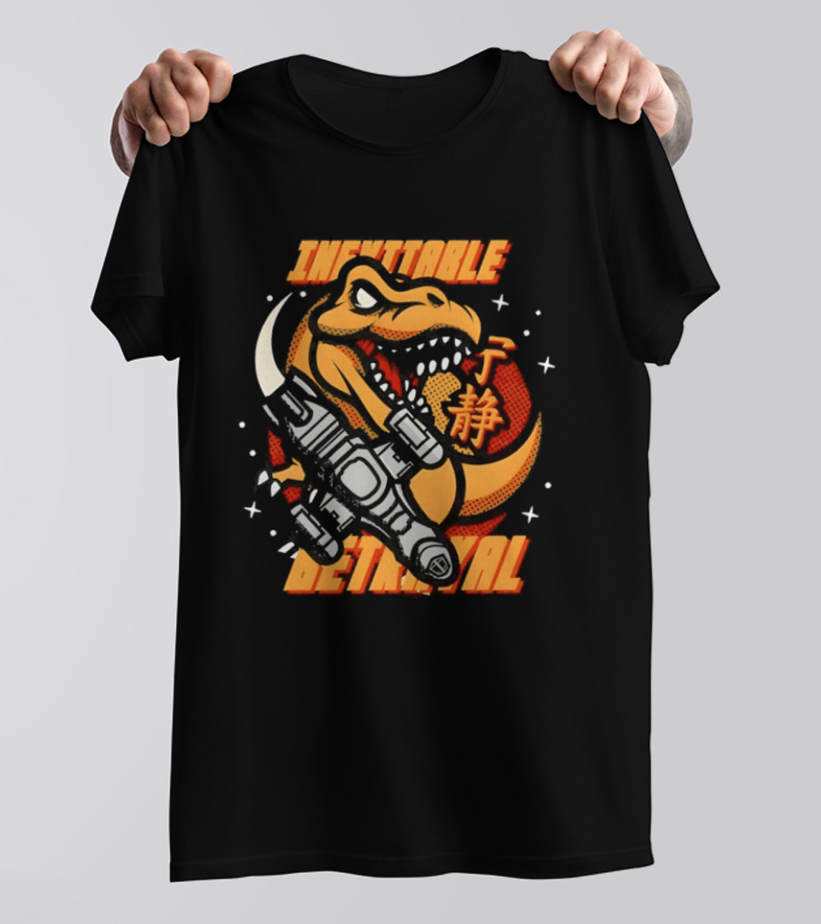 Inevitable Betrayal Dinosaur Retro Style With Robot T-Shirt