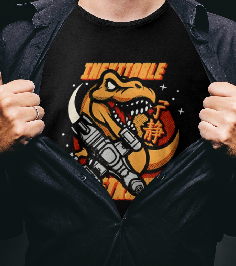 Inevitable Betrayal Dinosaur Retro Style With Robot T-Shirt