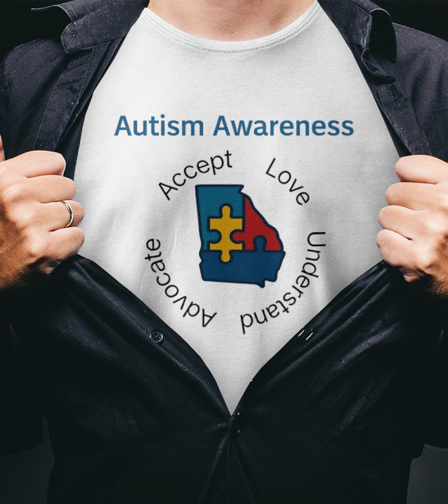 Autism Awareness Georgia Puzzle Piece Accept Love Understand Advocate T-Shirt