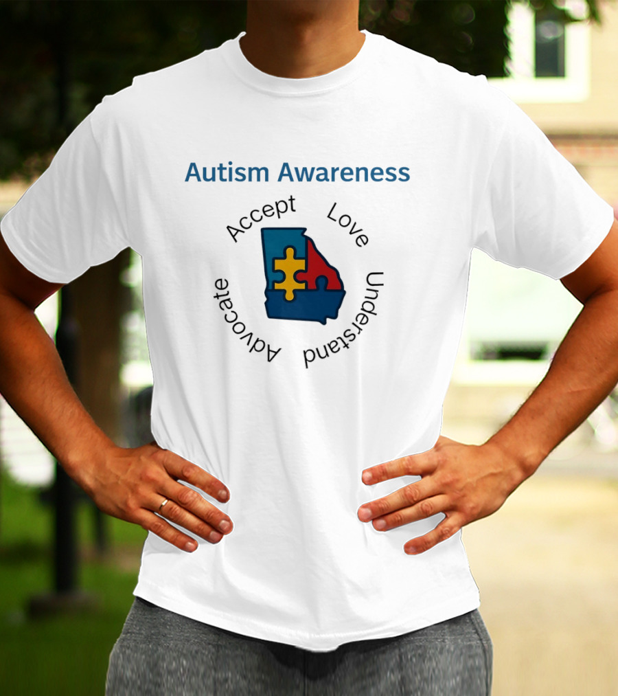 Autism Awareness Georgia Puzzle Piece Accept Love Understand Advocate T-Shirt