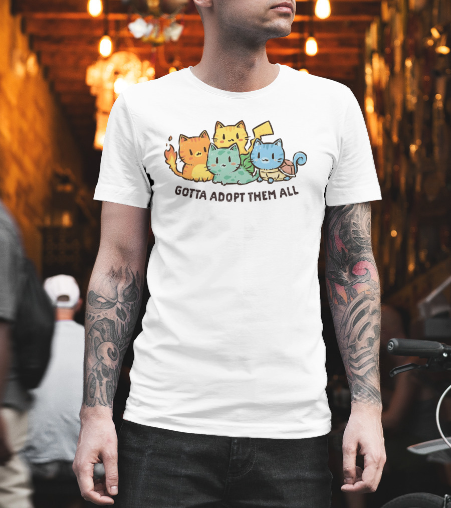 Gotta Adopt Them All Cat Parody With Cute Elemental Kittens T-Shirt