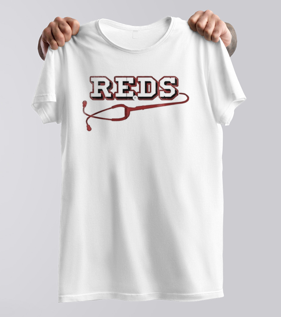Cincinnati Reds Healthcare Appreciation Stethoscope Heartbeat T-Shirt
