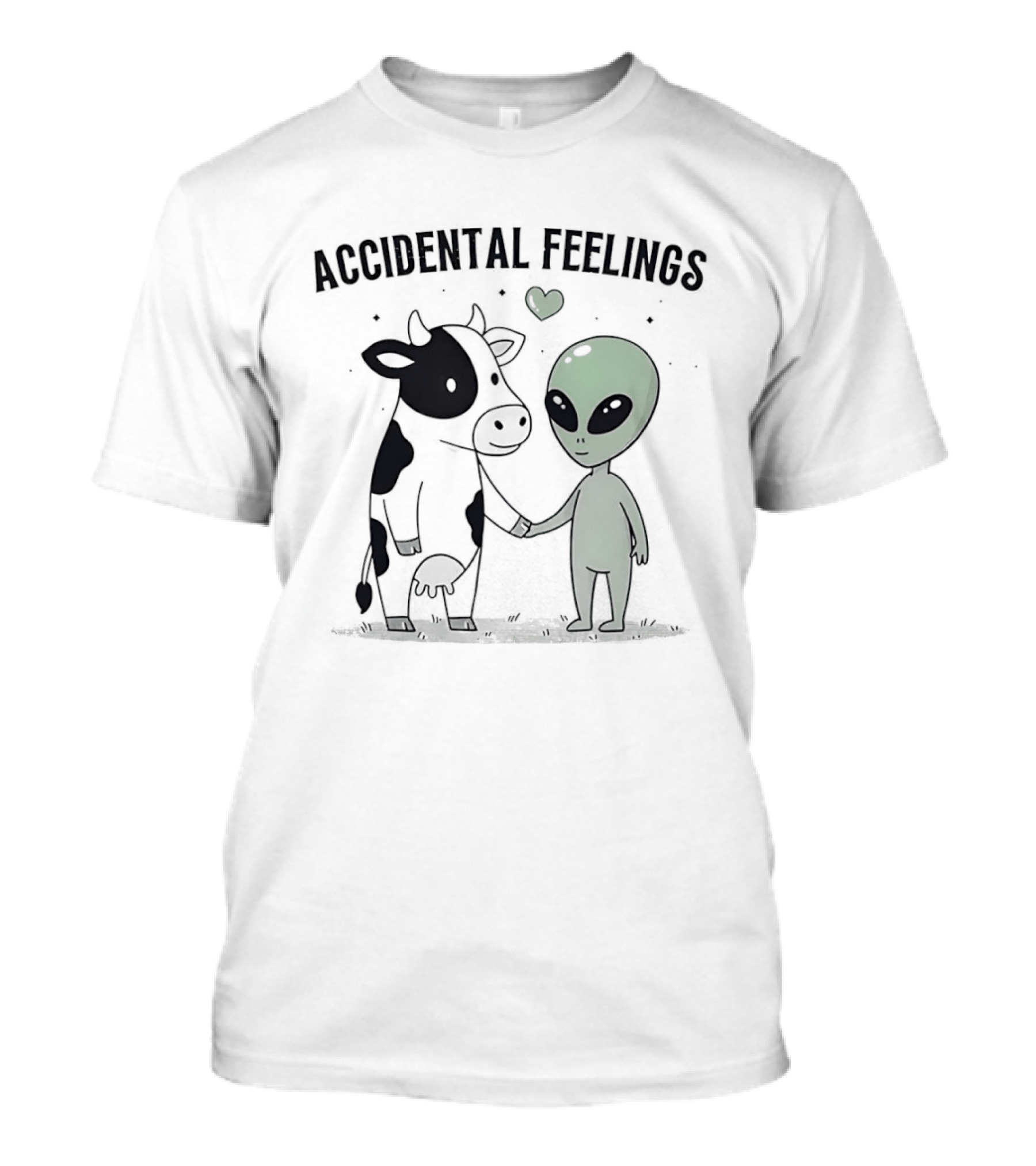 Accidental Feelings Cow And Alien Love With Heart T-Shirt