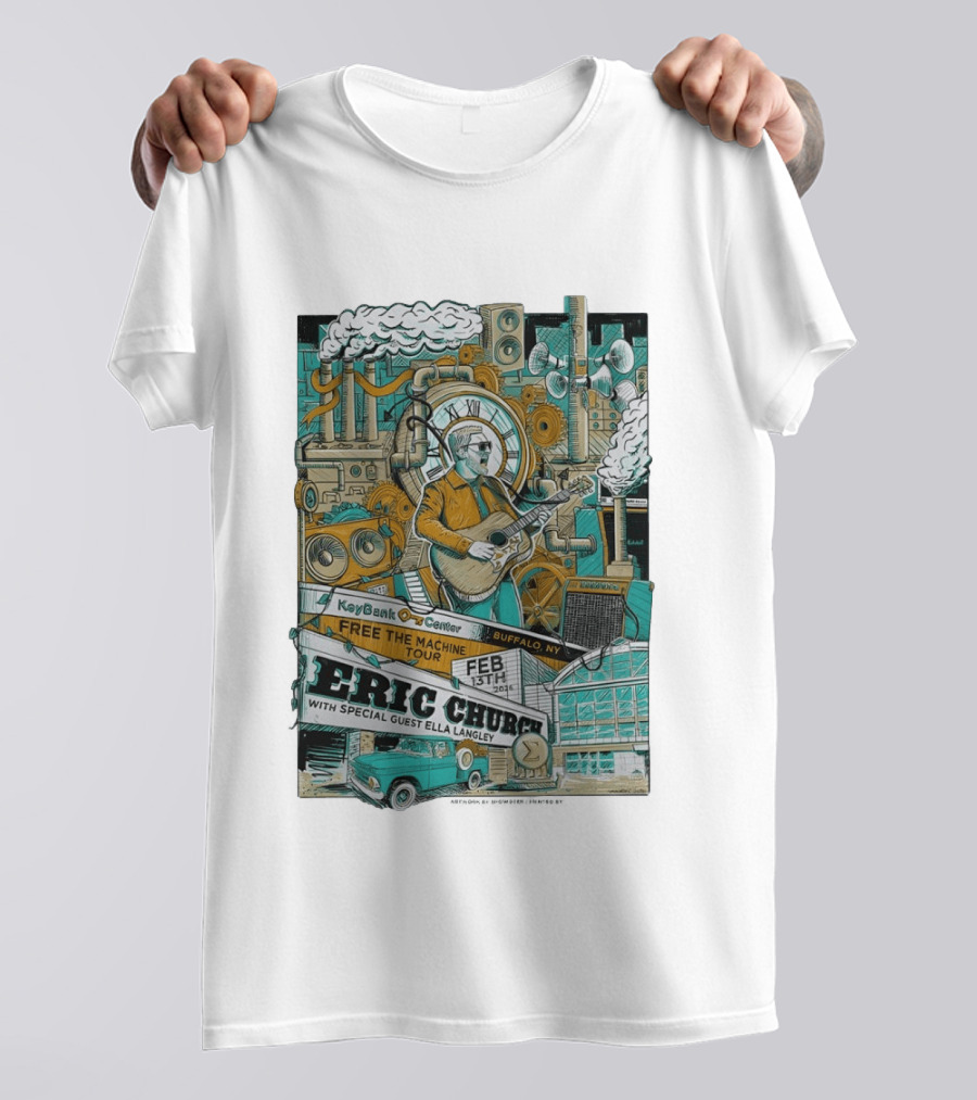 Eric Church Free The Machine Tour 2026 KeyBank Center Buffalo NY Feb 13 With Special Guest Ella Langley T-Shirt