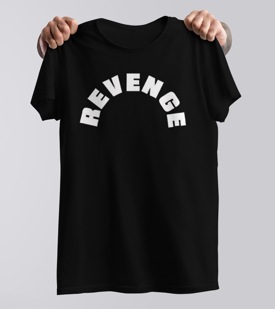 Revenge White Arched Bold Lettering T-Shirt