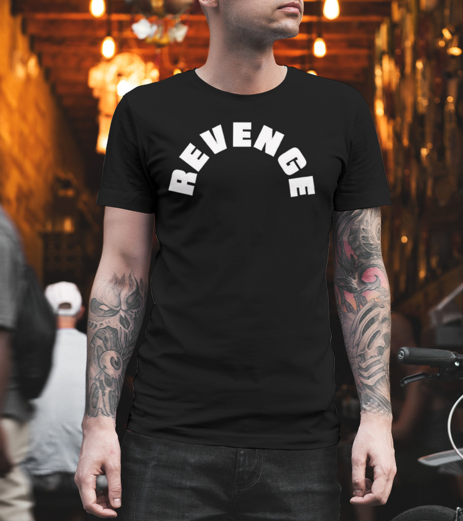 Revenge White Arched Bold Lettering T-Shirt