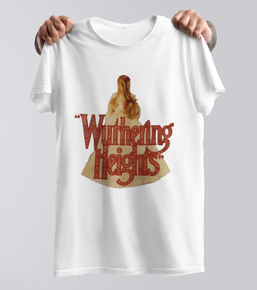 Wuthering Heights Red Text Victorian Woman Braided Hair T-Shirt