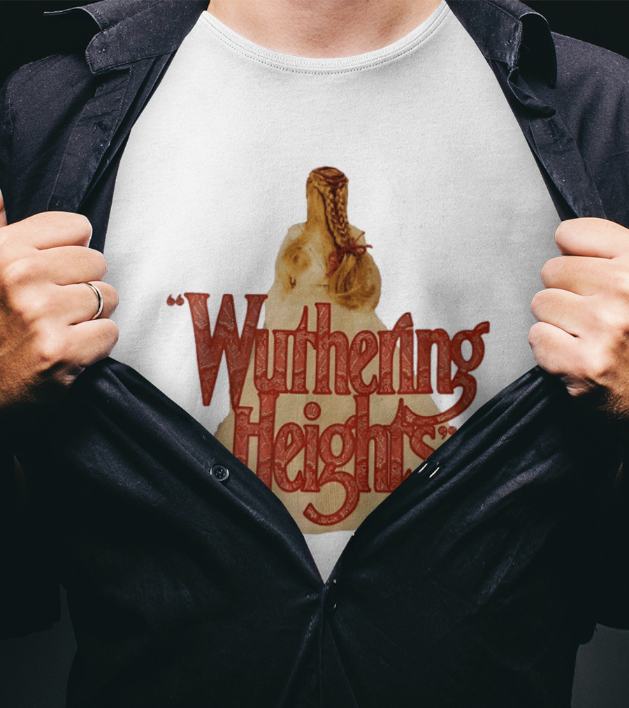 Wuthering Heights Red Text Victorian Woman Braided Hair T-Shirt