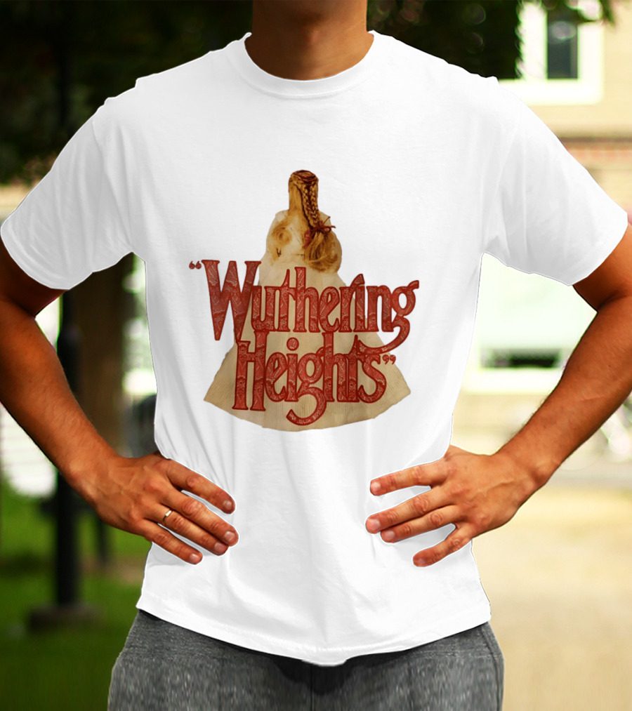 Wuthering Heights Red Text Victorian Woman Braided Hair T-Shirt