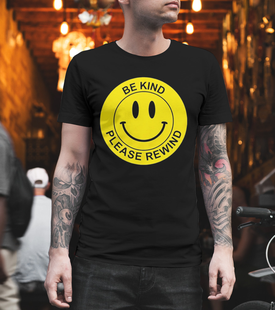 Be Kind Please Rewind Smiley Face Nostalgic Reminder T-Shirt