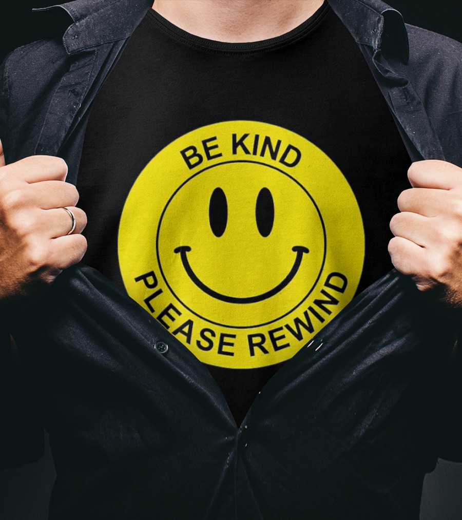 Be Kind Please Rewind Smiley Face Nostalgic Reminder T-Shirt