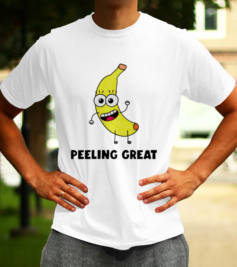 Peeling Great Banana Cartoon Character Fun Expression T-Shirt