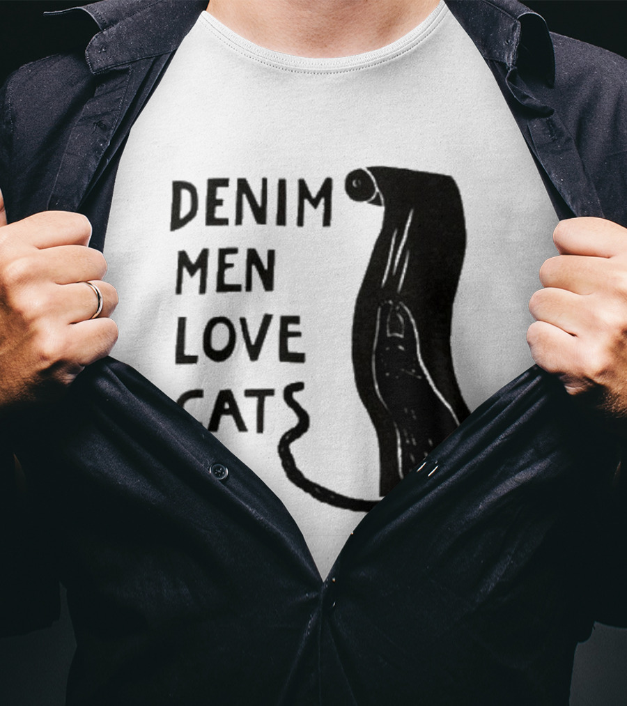 Denim Men Love Cats Feline T-Shirt