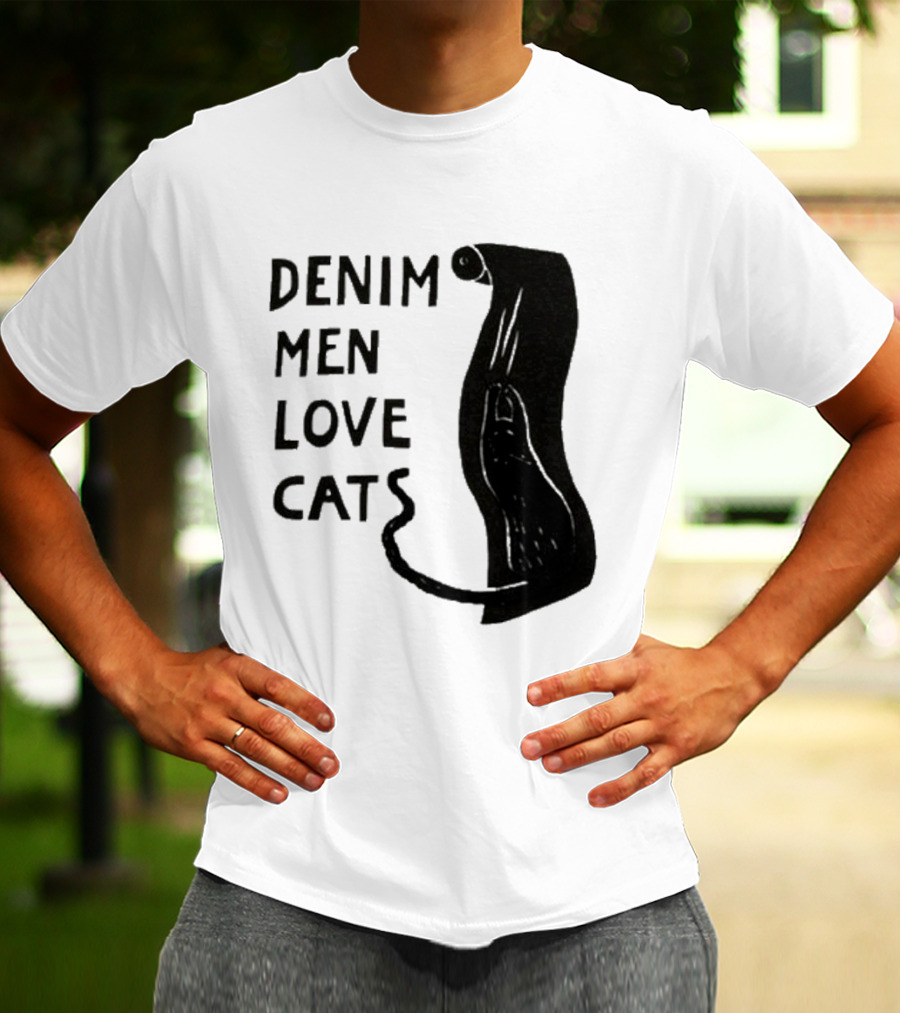 Denim Men Love Cats Feline T-Shirt
