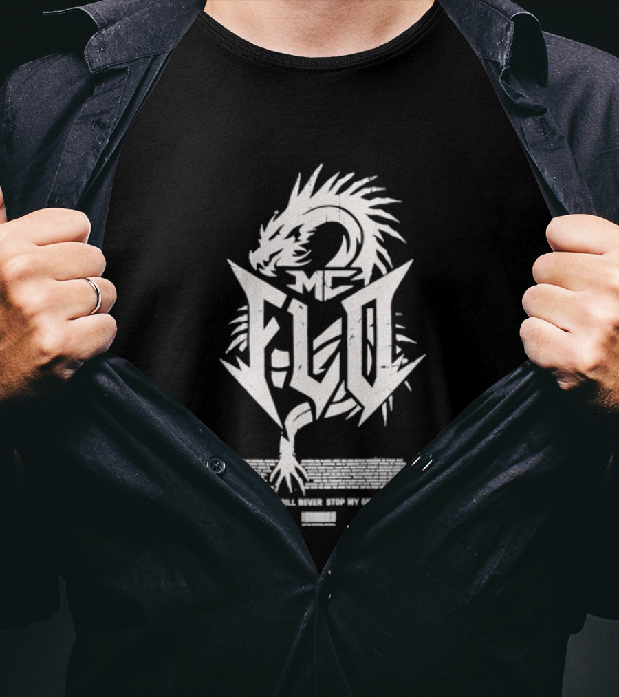MC Flo Dragon Emblem Never Stop Grind Determination T-Shirt