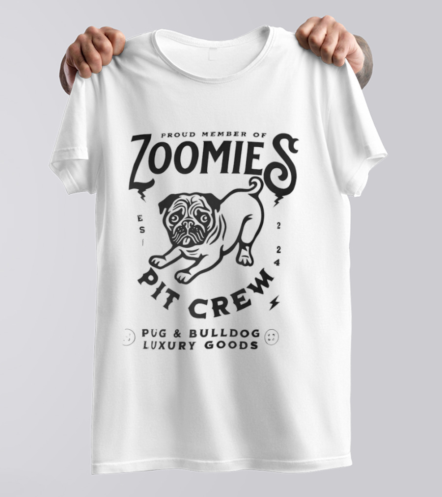 Proud Member Of Zoomies Pit Crew Pug Bulldog Luxury Goods T-Shirt