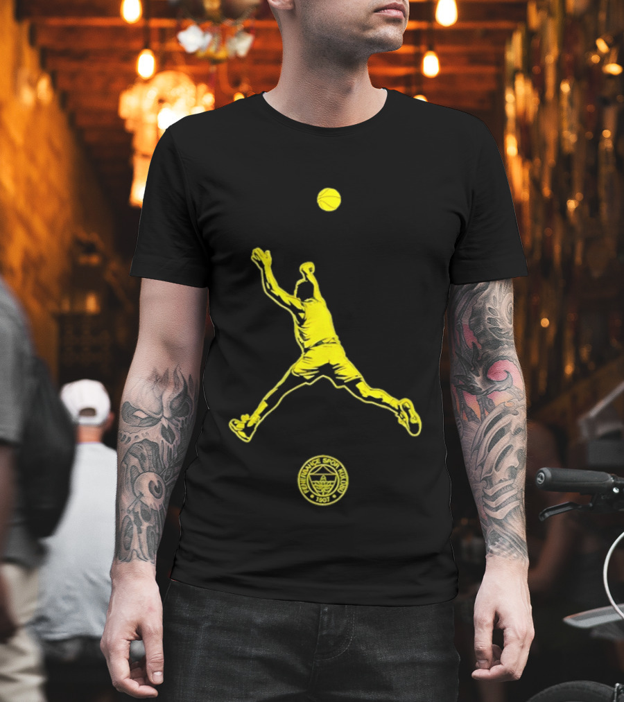 Fenerbahce Lacivert Son Saniye Basketball Spor Kulübü 1907 Sarı Lacivert Topçu T-Shirt