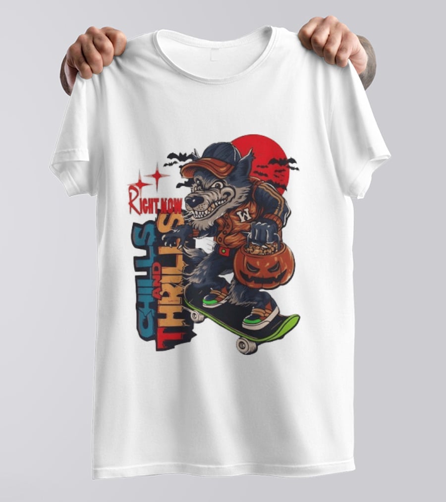 Michigan Wolverines Right Now Chills And Thrills Halloween Skateboarding Pumpkin T-Shirt