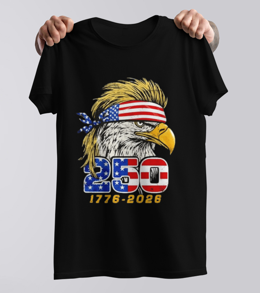 Eagle 250 Mullet Edition 1776 2026 US Flag Bandana Anniversary T-Shirt