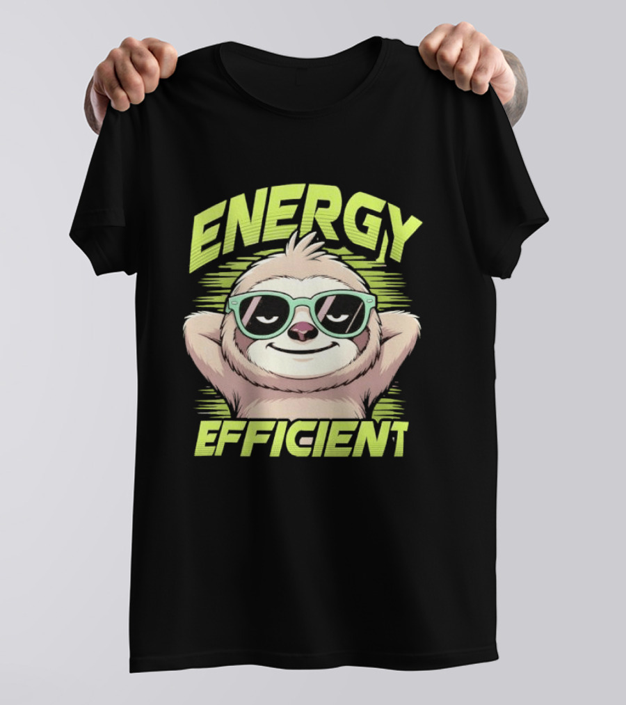Energy Efficient Relaxed Sloth With Sunglasses T-Shirt