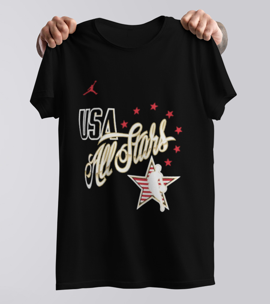 USA All Stars Basketball Team Icon With Red Star T-Shirt