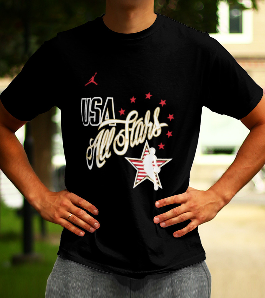 USA All Stars Basketball Team Icon With Red Star T-Shirt