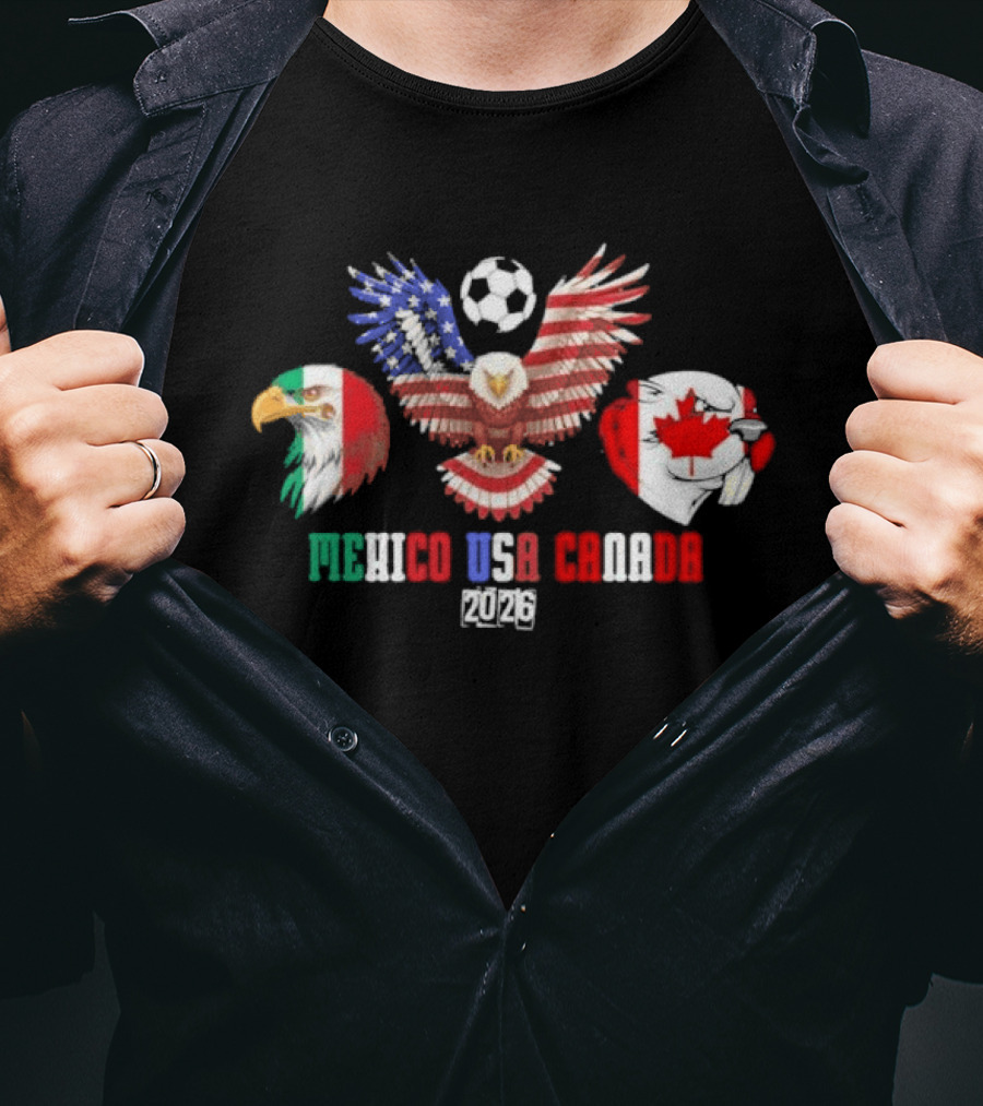 Mexico USA Canada 2026 Soccer Eagle Trio T-Shirt