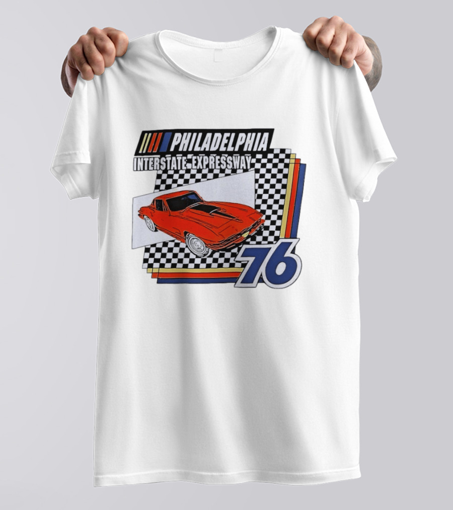 Philadelphia Interstate Expressway 76 Red Sports Car Racing T-Shirt