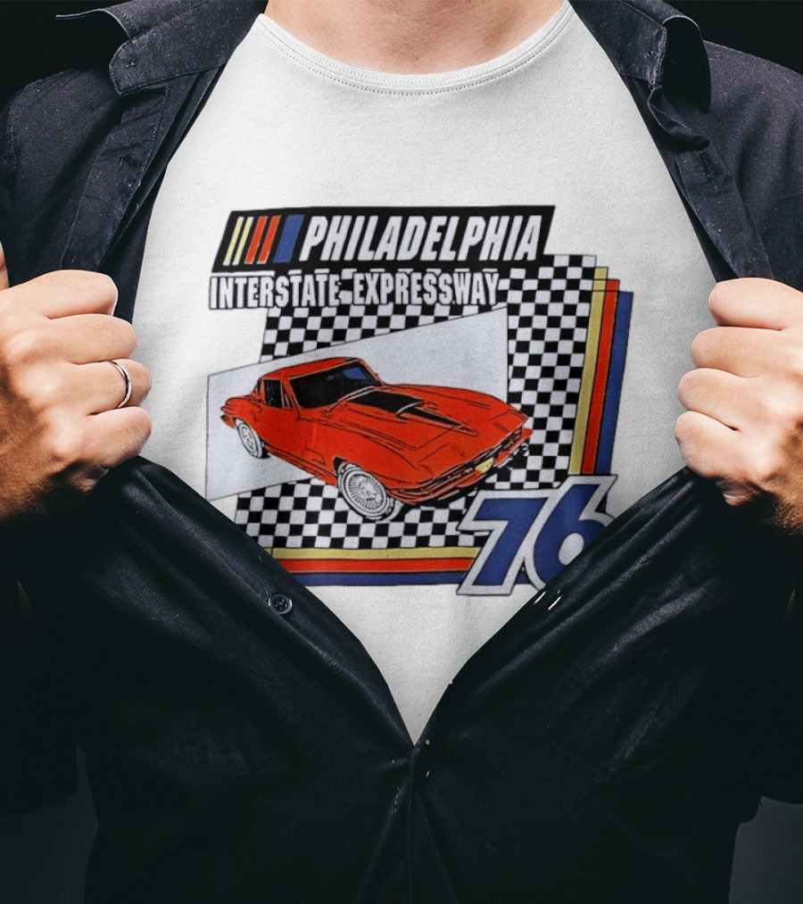 Philadelphia Interstate Expressway 76 Red Sports Car Racing T-Shirt