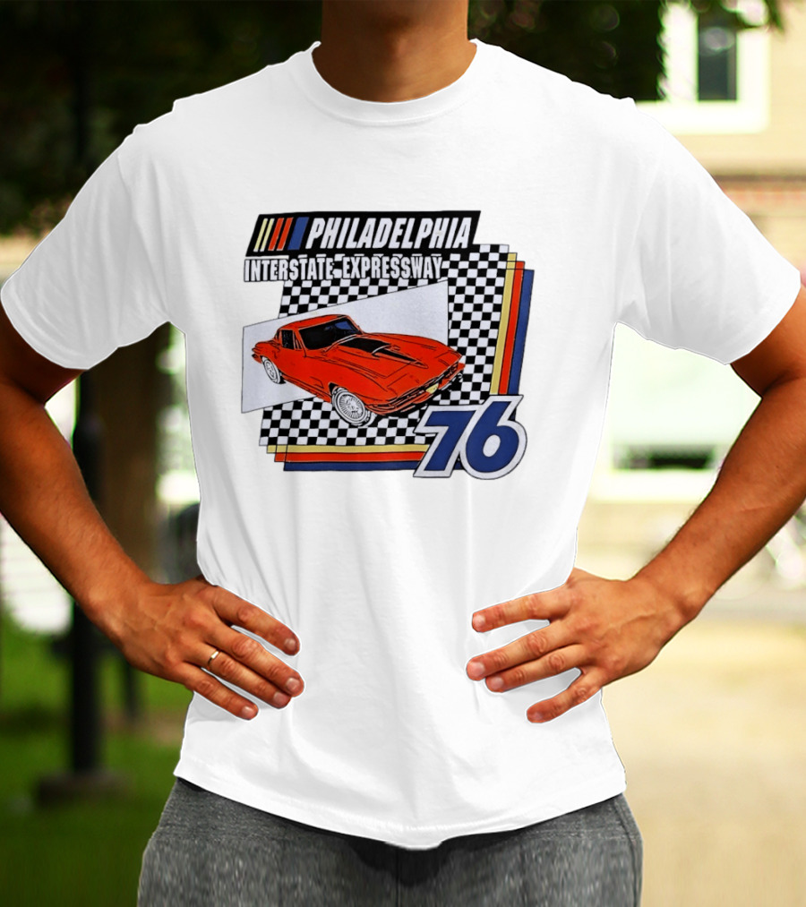 Philadelphia Interstate Expressway 76 Red Sports Car Racing T-Shirt