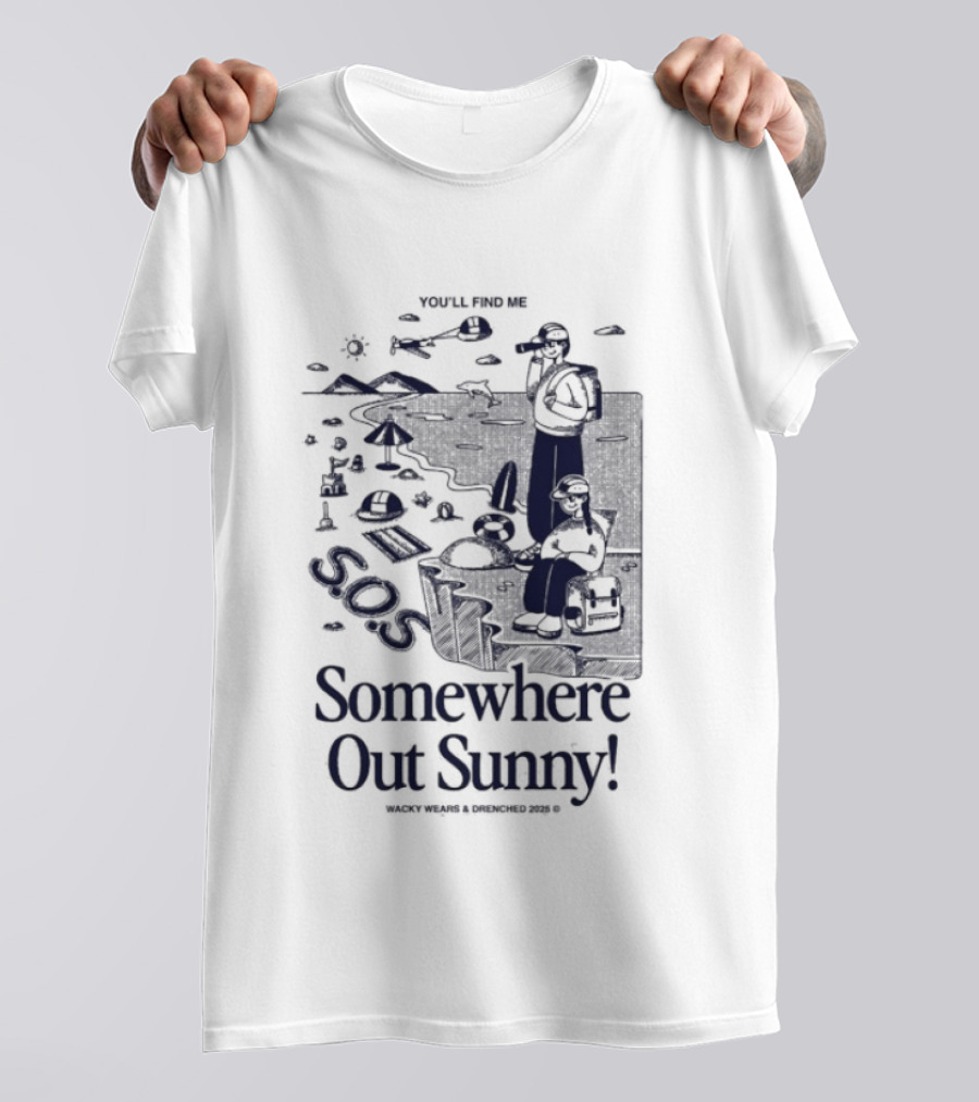 Somewhere Out Sunny SOS Beach Ocean Adventure Vibes T-Shirt