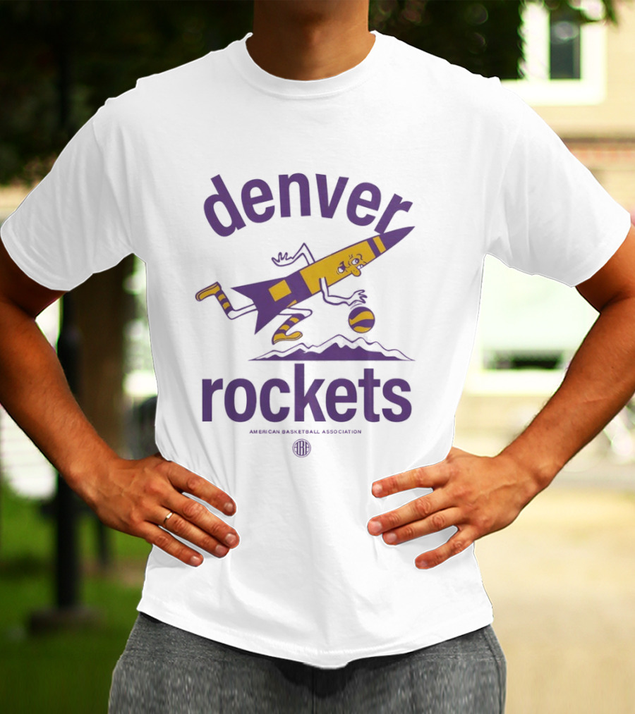 Denver Rockets Dribbling Rocket ABA Basketball Vintage Retro Denver Rockies T-Shirt