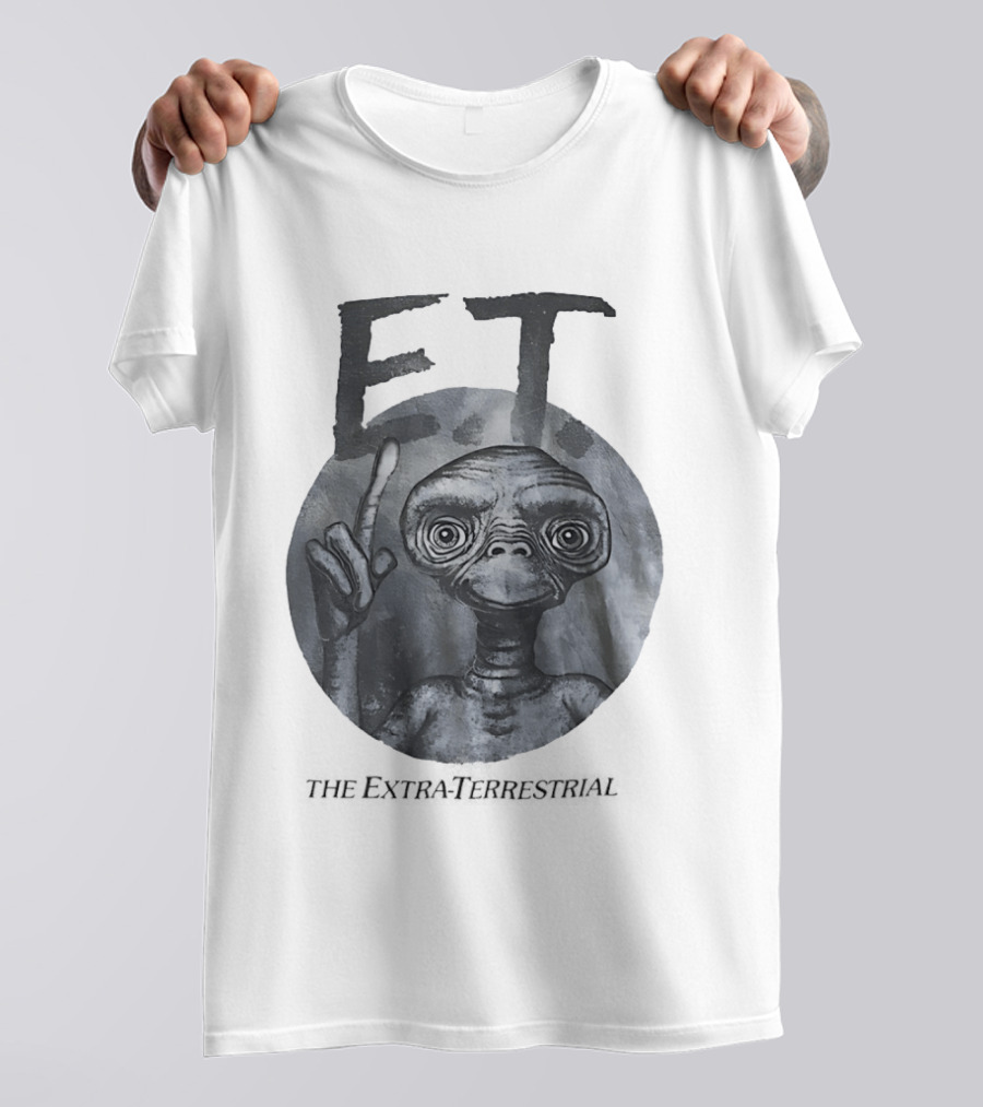 ET The Extra Terrestrial Iconic Finger Pose Black And White T-Shirt