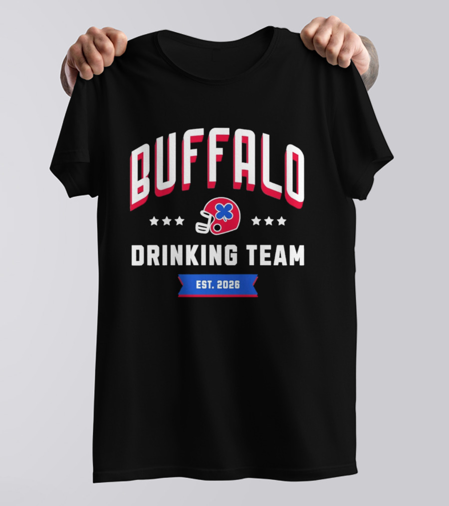 Buffalo Drinking Team St. Patrick's Day Est. 2026 Helmet Clover Stars T-Shirt