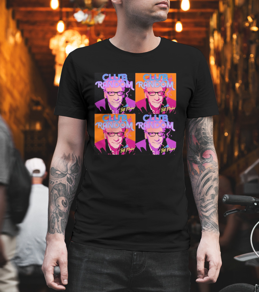 CLUB RANDOM With Bill Maher Pop Art Style Quad Image T-Shirt