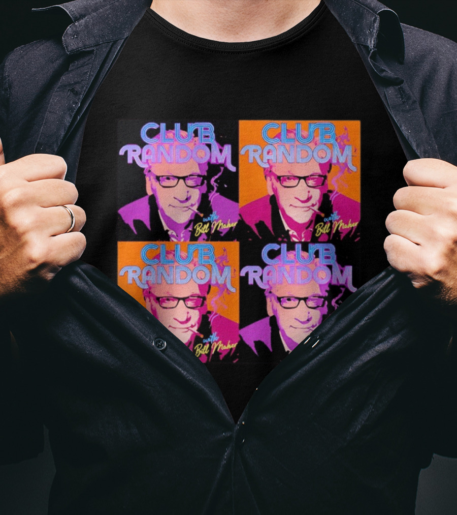 CLUB RANDOM With Bill Maher Pop Art Style Quad Image T-Shirt