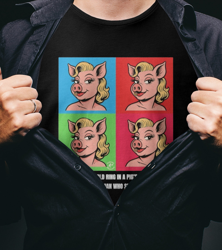 Proverbs 11:22 NIV Pig Pop Art Style Blonde Pig Panels T-Shirt