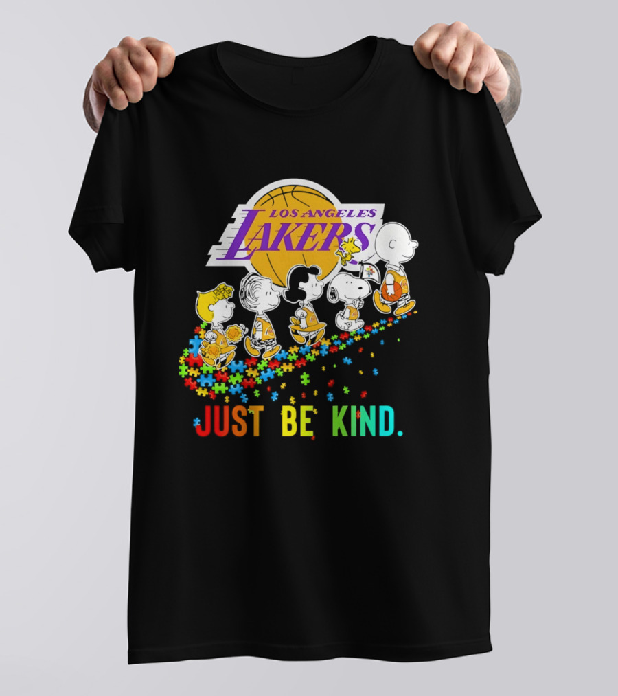 Los Angeles Lakers Peanuts Snoopy Friends Abbey Road Just Be Kind T-Shirt