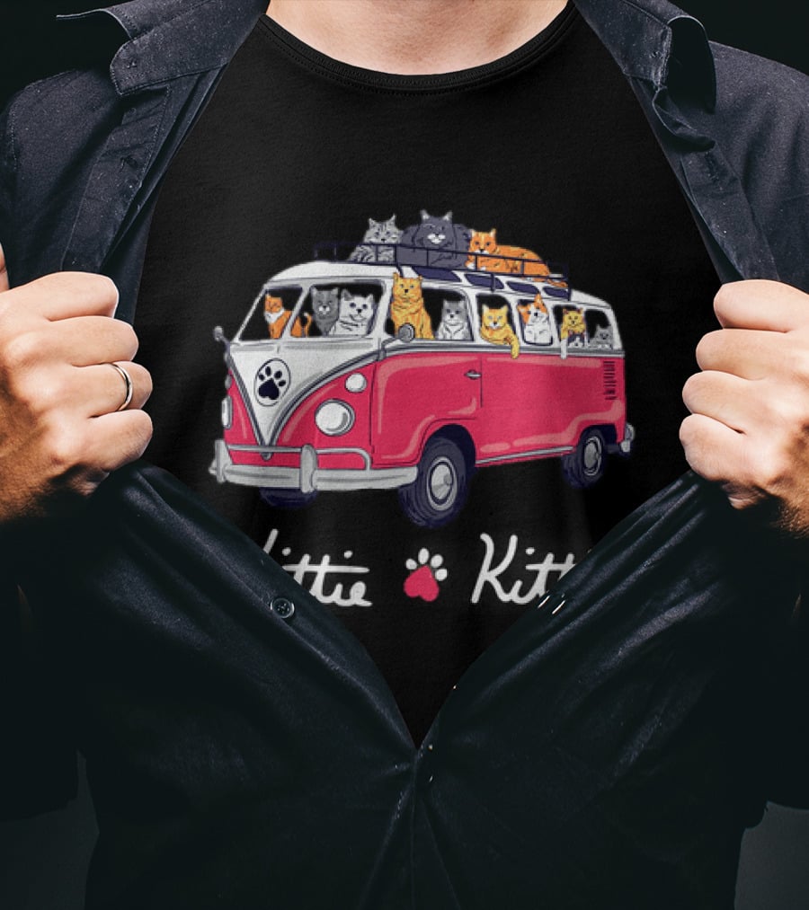 Rescue Bus Kittie Kittie Cat Van Adventure T-Shirt