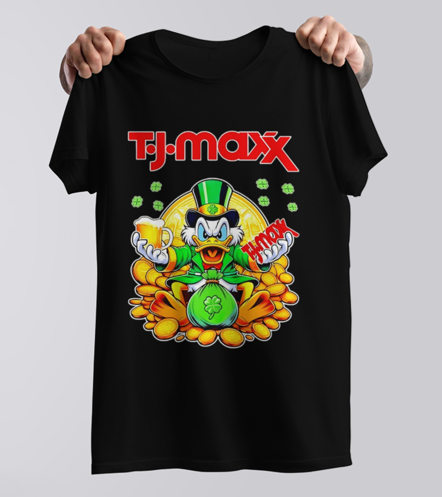 TJ Maxx Scrooge McDuck St Patricks Day Coins Beer T-Shirt